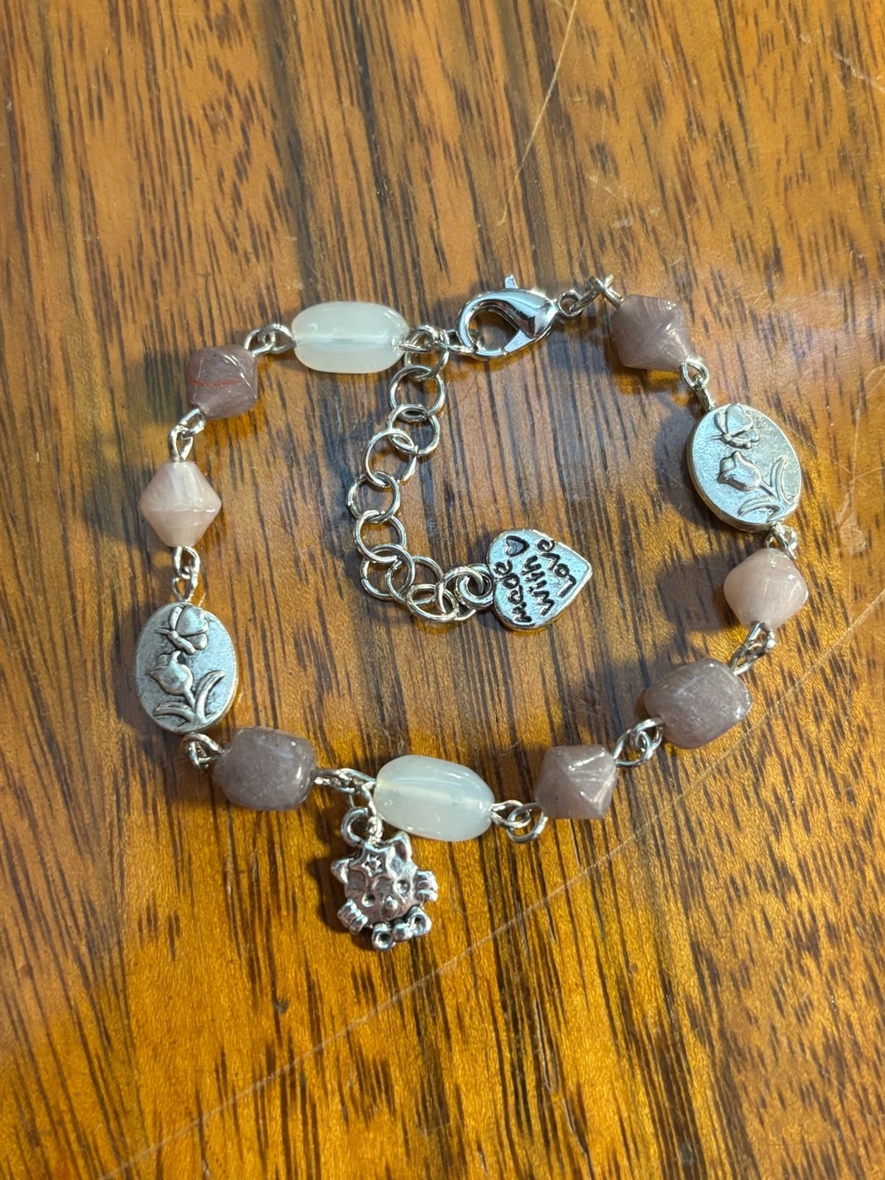 handmade purple and pink bracelet